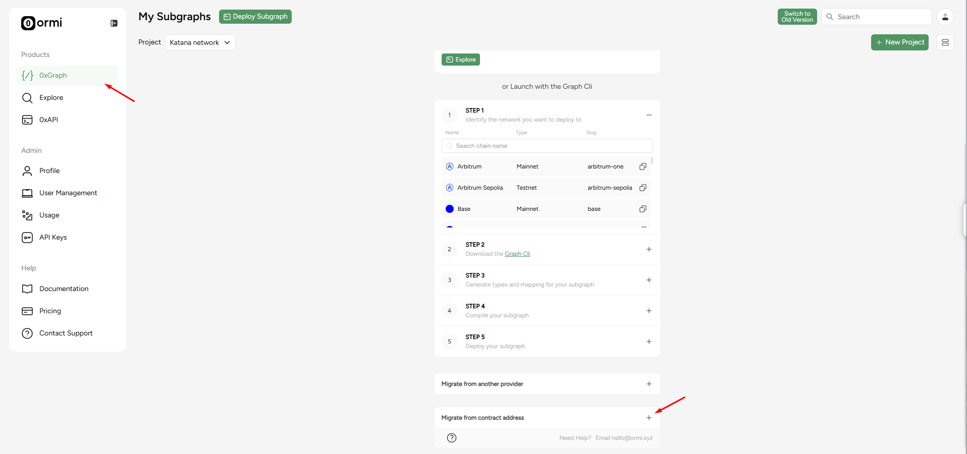 Deploy subgraph via smart contract address
